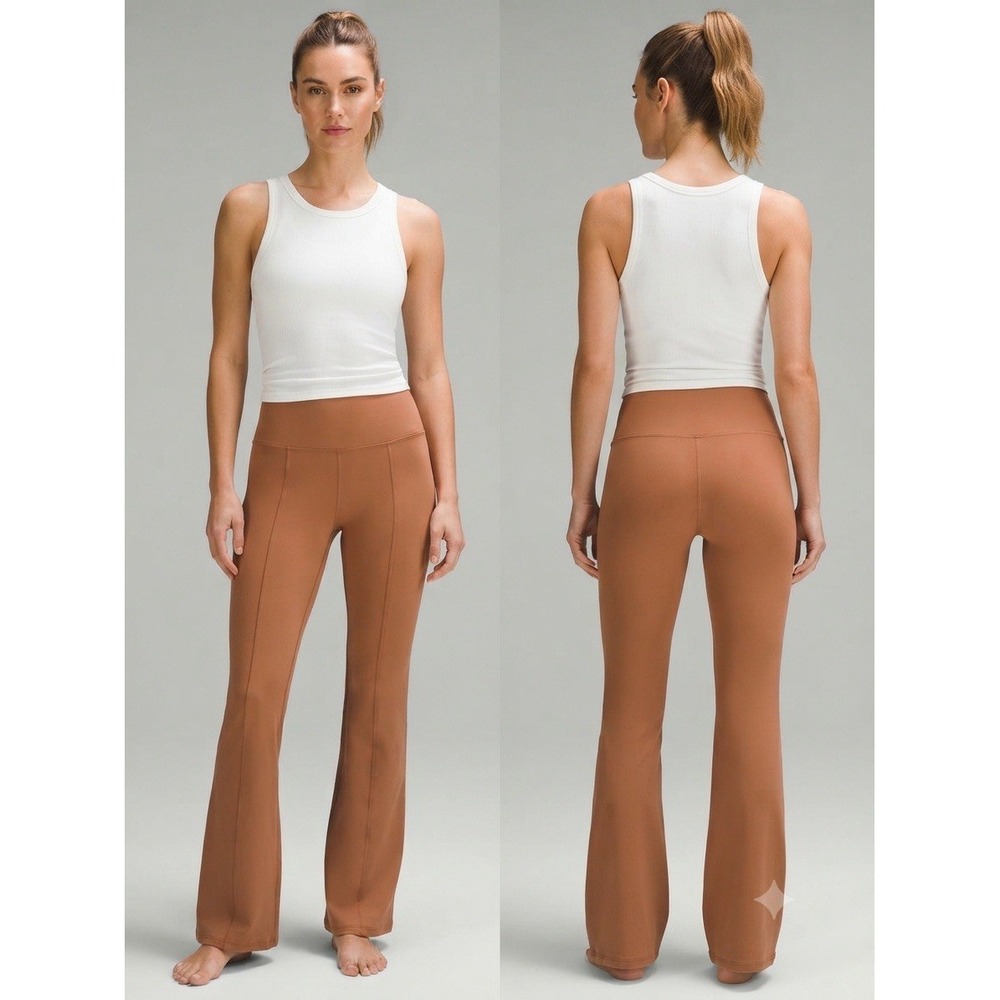 Activewear Flare Pants High Waisted Brown Knit Leggings Women's Size Small